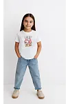 Kız Labubu Çocuk Baskılı T-shirt - Beyaz