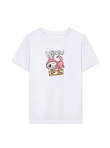 Kız Labubu Çocuk Baskılı T-shirt - Beyaz
