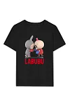 Kız Labubu Çocuk Baskılı T-shirt - Siyah