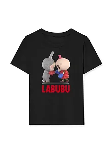 Kız Labubu Çocuk Baskılı T-shirt - Siyah