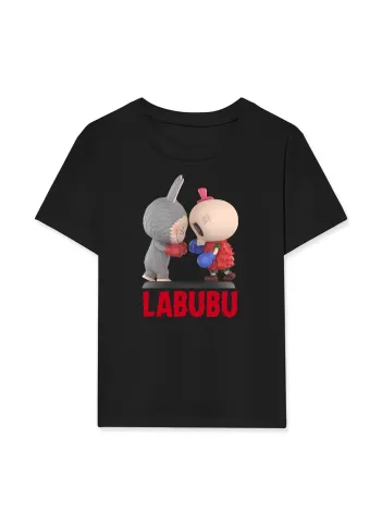Kız Labubu Çocuk Baskılı T-Shirt - Siyah Kız Labubu Çocuk Baskılı T-Shirt - Siyah