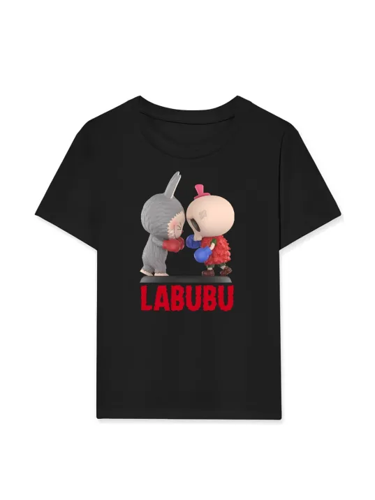 Kız Labubu Çocuk Baskılı T-Shirt - Siyah Kız Labubu Çocuk Baskılı T-Shirt - Siyah