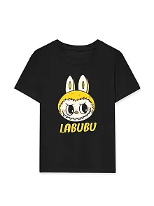 Kız Labubu Çocuk Baskılı T-shirt - Siyah