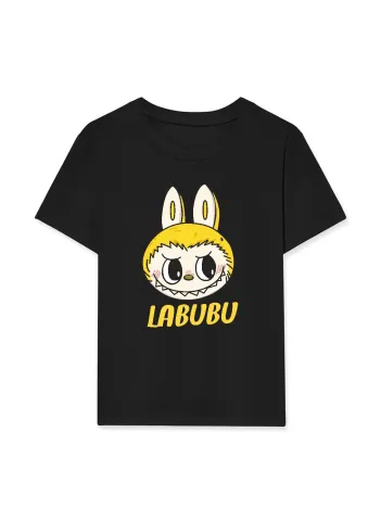 Kız Labubu Çocuk Baskılı T-Shirt - Siyah Kız Labubu Çocuk Baskılı T-Shirt - Siyah