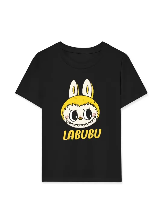 Kız Labubu Çocuk Baskılı T-Shirt - Siyah Kız Labubu Çocuk Baskılı T-Shirt - Siyah