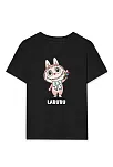 Kız Labubu Çocuk Baskılı T-shirt - Siyah