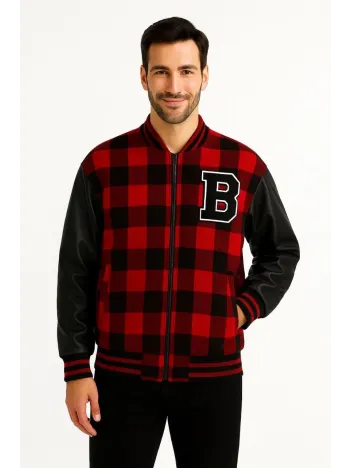 Erkek Kolej Ceket – Kareli Oduncu Kumaş, Kolları Suni Deri, Fermuarlı, İçi Kapitone Astarlı, Nakışlı Oversize Bahar & Kış Stil - Bordo Erkek Kolej Ceket – Kareli Oduncu Kumaş, Kolları Suni Deri, Fermuarlı, İçi Kapitone Astarlı, Nakışlı Oversize Bahar & Kış Stil - Bordo