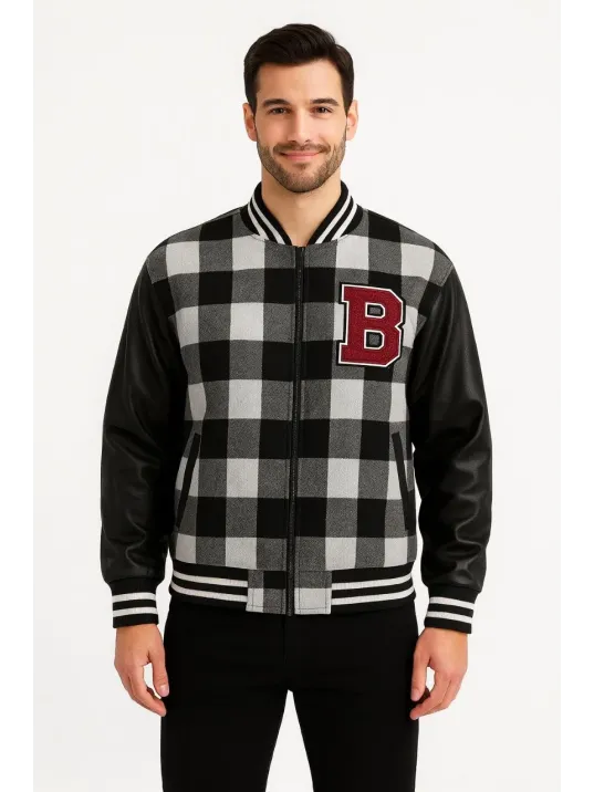 Erkek Kolej Ceket – Kareli Oduncu Kumaş, Kolları Suni Deri, Fermuarlı, İçi Kapitone Astarlı, Nakışlı Oversize Bahar & Kış Stil - Gri Erkek Kolej Ceket – Kareli Oduncu Kumaş, Kolları Suni Deri, Fermuarlı, İçi Kapitone Astarlı, Nakışlı Oversize Bahar & Kış Stil - Gri