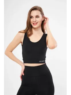 Kolsuz Dalgiç Baskılı Crop - Siyah