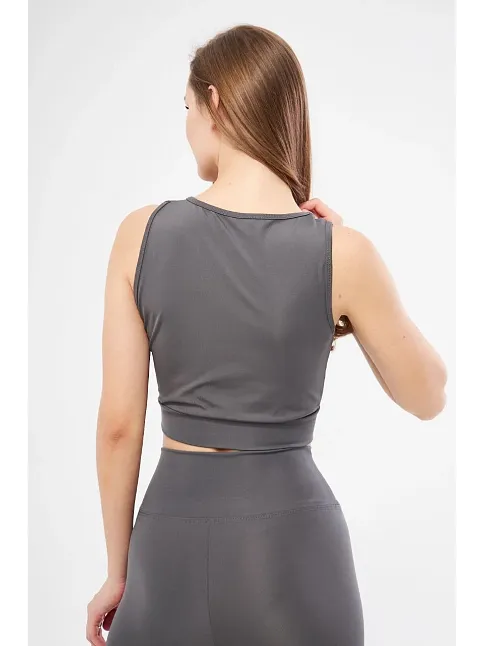 Kolsuz Dalgiç Baskılı Crop - Füme
