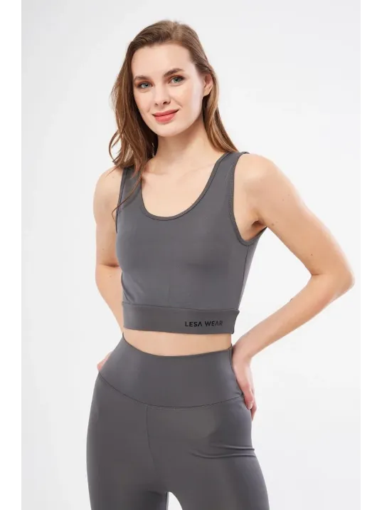 Kolsuz Dalgiç Baskılı Crop - Füme