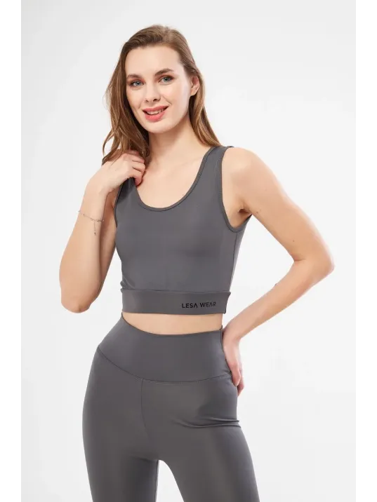 Kolsuz Dalgiç Baskılı Crop - Füme