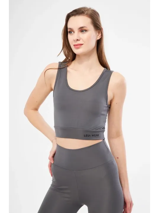 Kolsuz Dalgiç Baskılı Crop - Füme