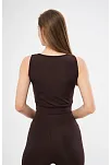 Kolsuz Sporcu Baskılı Crop - Kahve