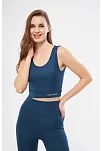 Kolsuz Sporcu Baskılı Crop - Turkuaz