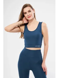 Kolsuz Sporcu Baskılı Crop - Turkuaz