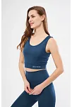 Kolsuz Sporcu Baskılı Crop - Turkuaz