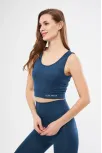 Kolsuz Sporcu Baskılı Crop - Turkuaz
