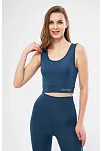 Kolsuz Sporcu Baskılı Crop - Turkuaz
