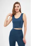 Kolsuz Sporcu Baskılı Crop - Turkuaz