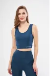 Kolsuz Sporcu Baskılı Crop - Turkuaz