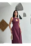 Kolsuz Uzun Kabardin Elbise - Bordo