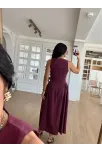 Kolsuz Uzun Kabardin Elbise - Bordo