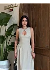 Kolsuz Uzun Kabardin Elbise - Gri