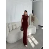 Kolsuz Uzun Likralı Elbise - Bordo Kolsuz Uzun Likralı Elbise - Bordo