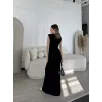 Kolsuz Uzun Likralı Elbise - Siyah Kolsuz Uzun Likralı Elbise - Siyah