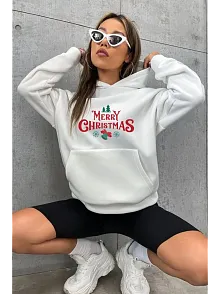 Merry Chrıstmas Sweatshirt & Hodie - Beyaz