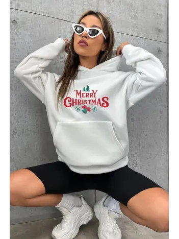 Merry Chrıstmas Sweatshirt & Hodie - Beyaz