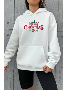 Merry Chrıstmas Sweatshirt & Hodie - Beyaz