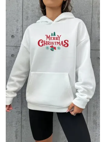 Merry Chrıstmas Sweatshirt & Hodie - Beyaz