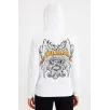 Metallica İki İplik Kapüşonlu Ön ve Arka Baskılı hoodie - Beyaz