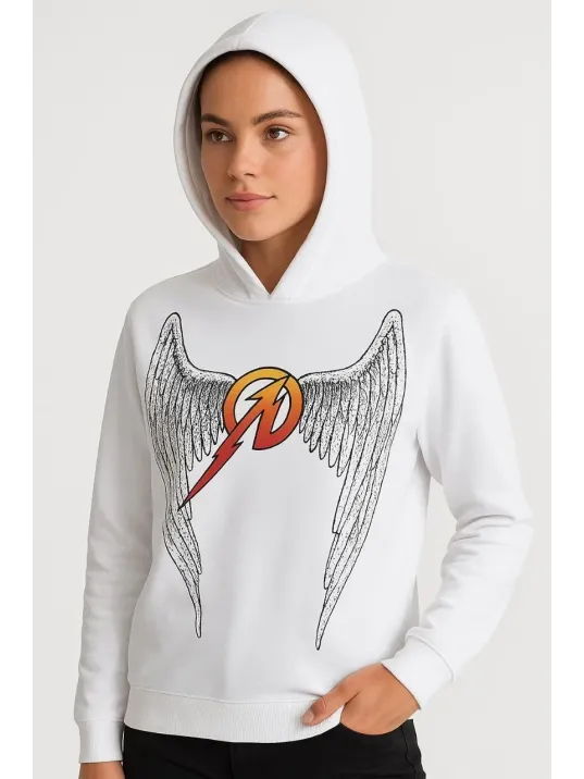 Metallica İki İplik Kapüşonlu Ön ve Arka Baskılı hoodie - Beyaz Metallica İki İplik Kapüşonlu Ön ve Arka Baskılı hoodie - Beyaz