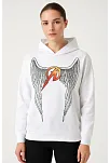 Metallica İki İplik Kapüşonlu Ön Ve Arka Baskılı Hoodie - Beyaz