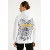 Metallica İki İplik Kapüşonlu Ön ve Arka Baskılı hoodie - Beyaz