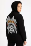 Metallica İki İplik Kapüşonlu Ön Ve Arka Baskılı Hoodie - Siyah