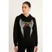 Metallica İki İplik Kapüşonlu Ön ve Arka Baskılı hoodie - Siyah