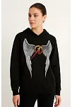 Metallica İki İplik Kapüşonlu Ön Ve Arka Baskılı Hoodie - Siyah