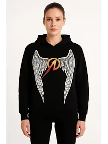 Metallica İki İplik Kapüşonlu Ön Ve Arka Baskılı Hoodie - Siyah