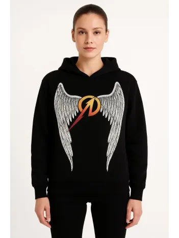 Metallica İki İplik Kapüşonlu Ön ve Arka Baskılı hoodie - Siyah