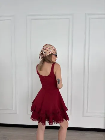 Mini Askılı Elbise - Bordo Mini Askılı Elbise - Bordo