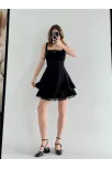 Mini Askılı Elbise - Siyah