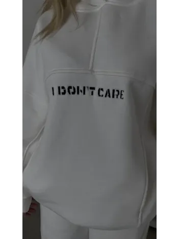 Nakış İşlemeli Üç İplik Sweat Takım- Beyaz Nakış İşlemeli Üç İplik Sweat Takım- Beyaz