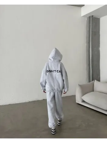 Nakış İşlemeli Üç İplik Sweat Takım- Gri Nakış İşlemeli Üç İplik Sweat Takım- Gri