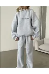 Nakış İşlemeli Üç İplik Sweat Takım- Gri Nakış İşlemeli Üç İplik Sweat Takım- Gri