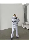 Nakış İşlemeli Üç İplik Sweat Takım- Gri