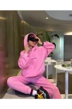 Nakış İşlemeli Üç İplik Sweat Takım- Pembe Nakış İşlemeli Üç İplik Sweat Takım- Pembe